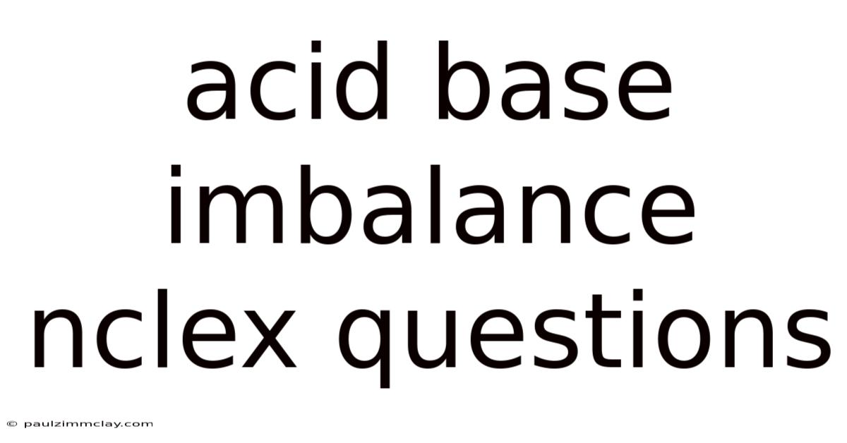 Acid Base Imbalance Nclex Questions
