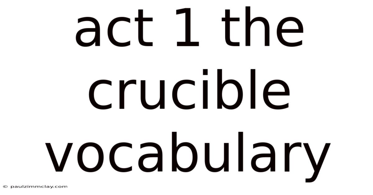 Act 1 The Crucible Vocabulary