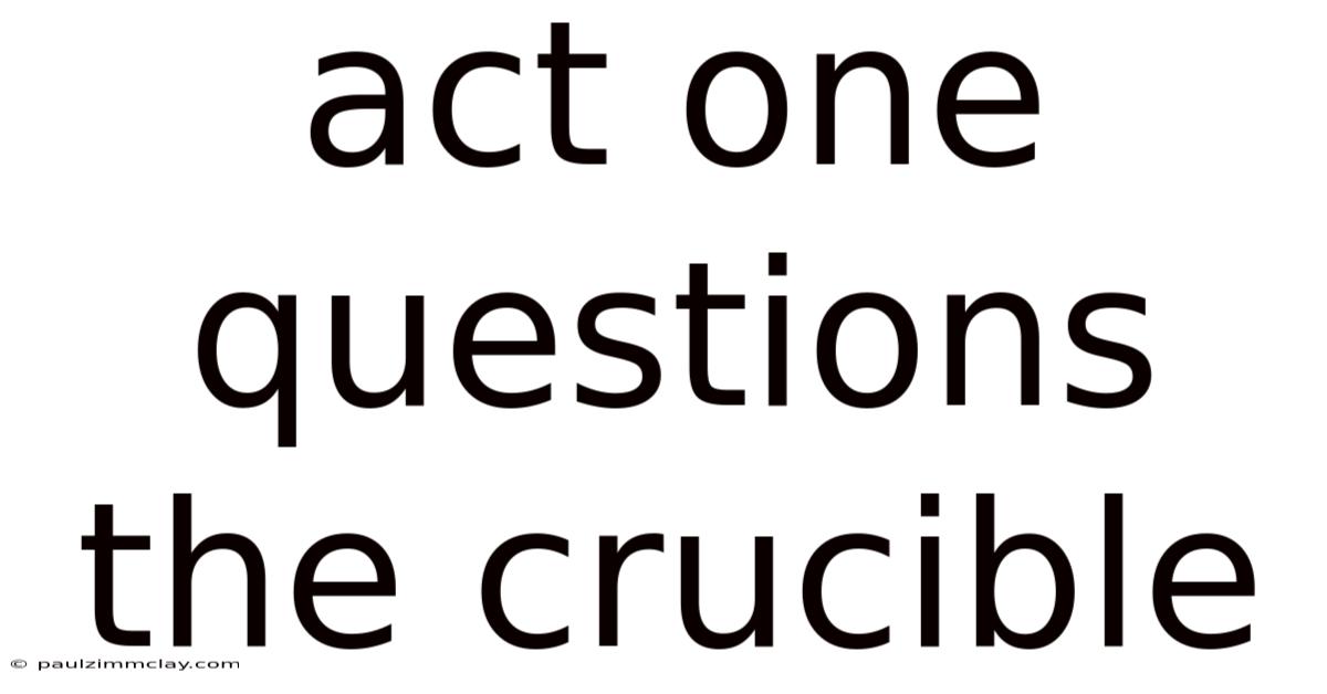 Act One Questions The Crucible