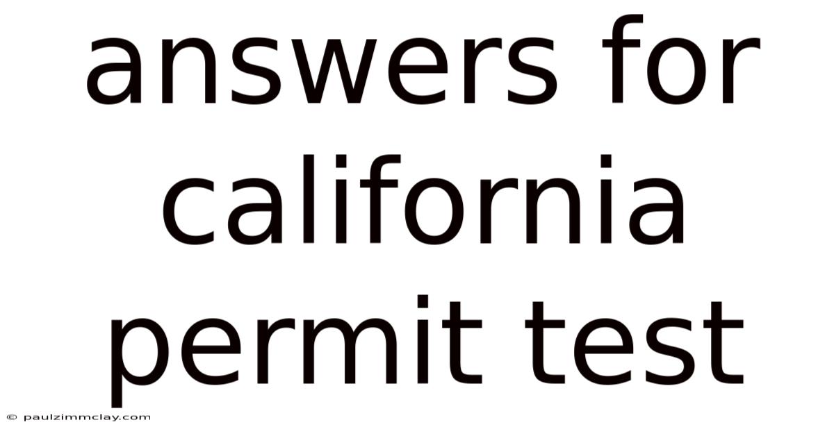 Answers For California Permit Test