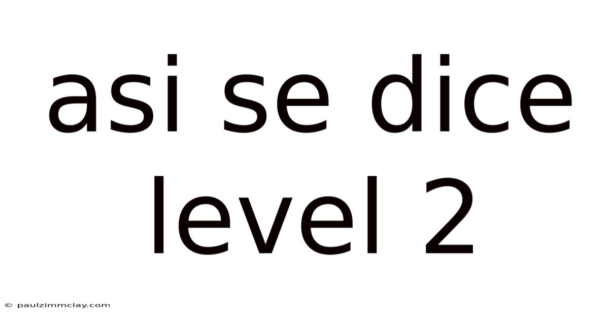 Asi Se Dice Level 2