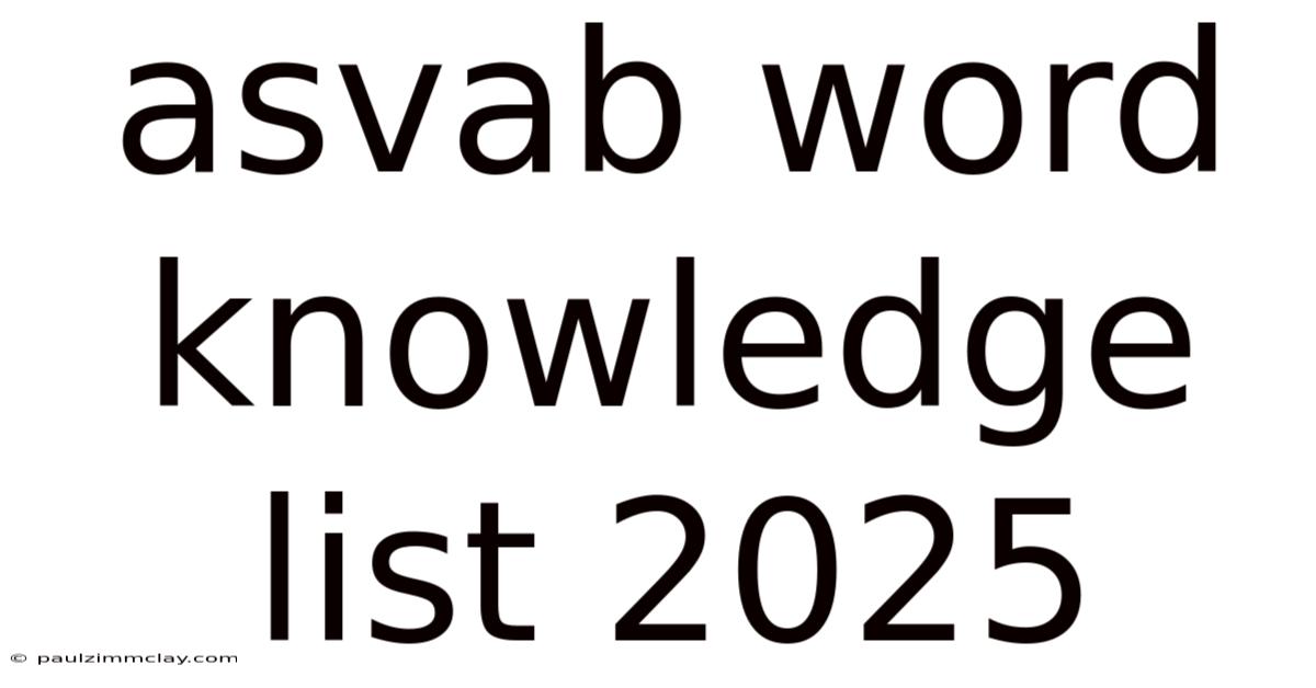 Asvab Word Knowledge List 2025