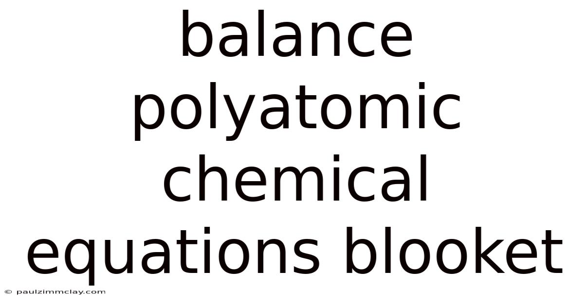 Balance Polyatomic Chemical Equations Blooket