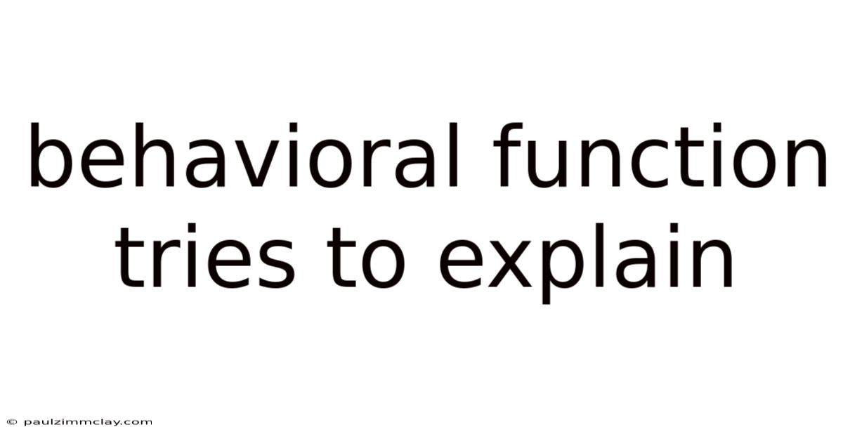 Behavioral Function Tries To Explain