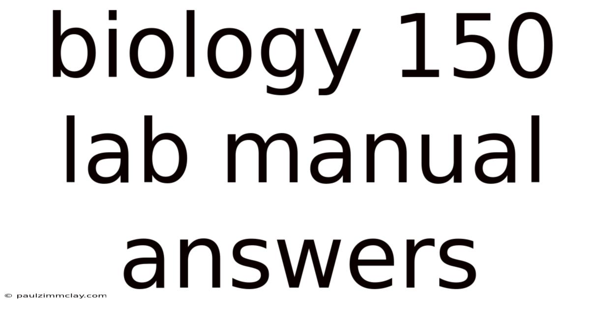 Biology 150 Lab Manual Answers