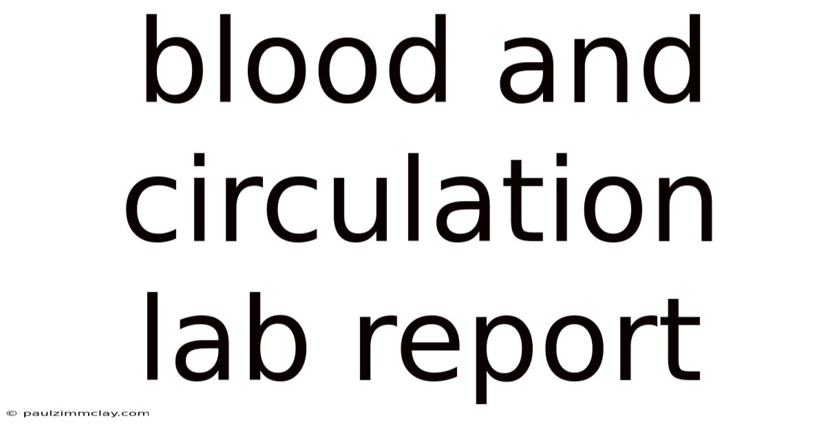 Blood And Circulation Lab Report