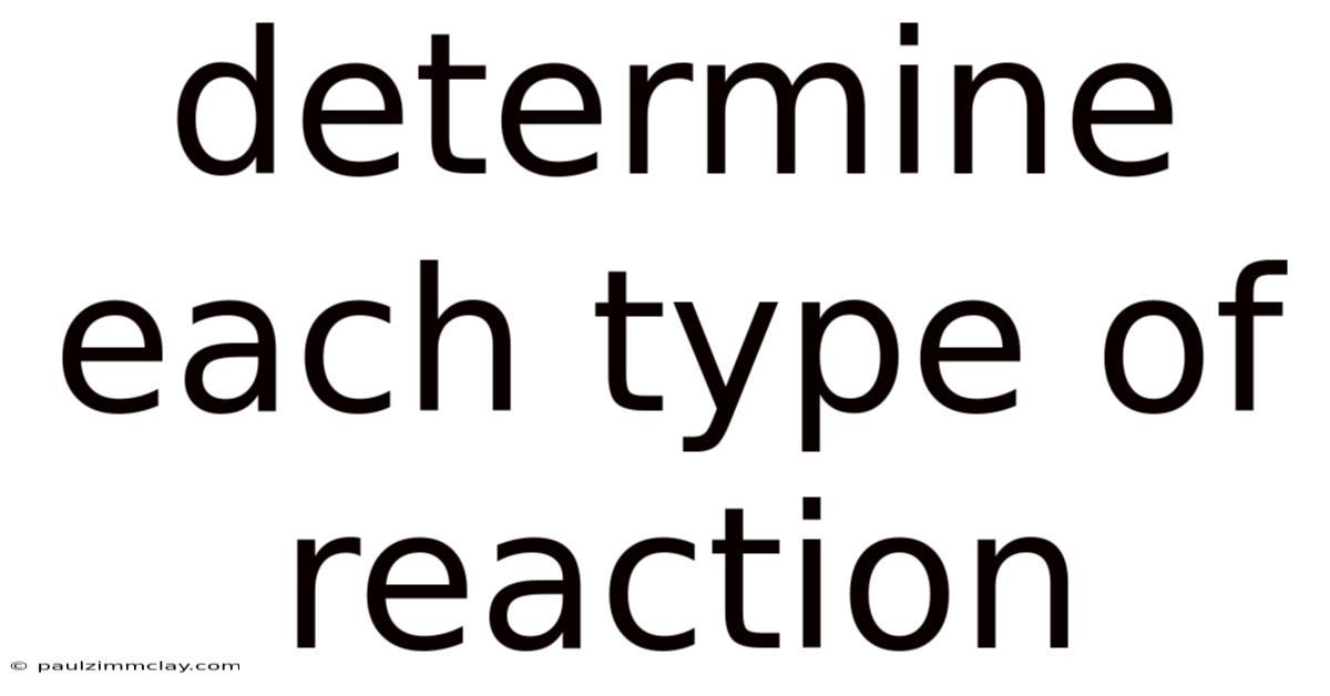 Determine Each Type Of Reaction