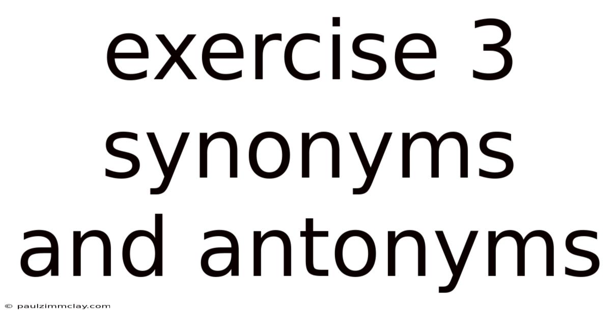 Exercise 3 Synonyms And Antonyms