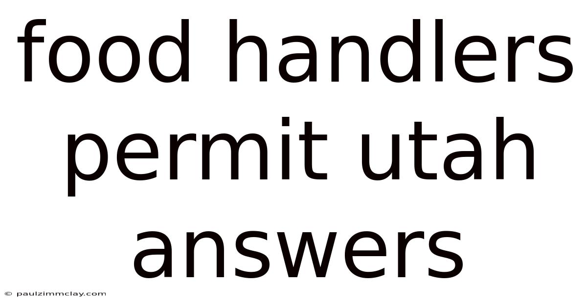 Food Handlers Permit Utah Answers
