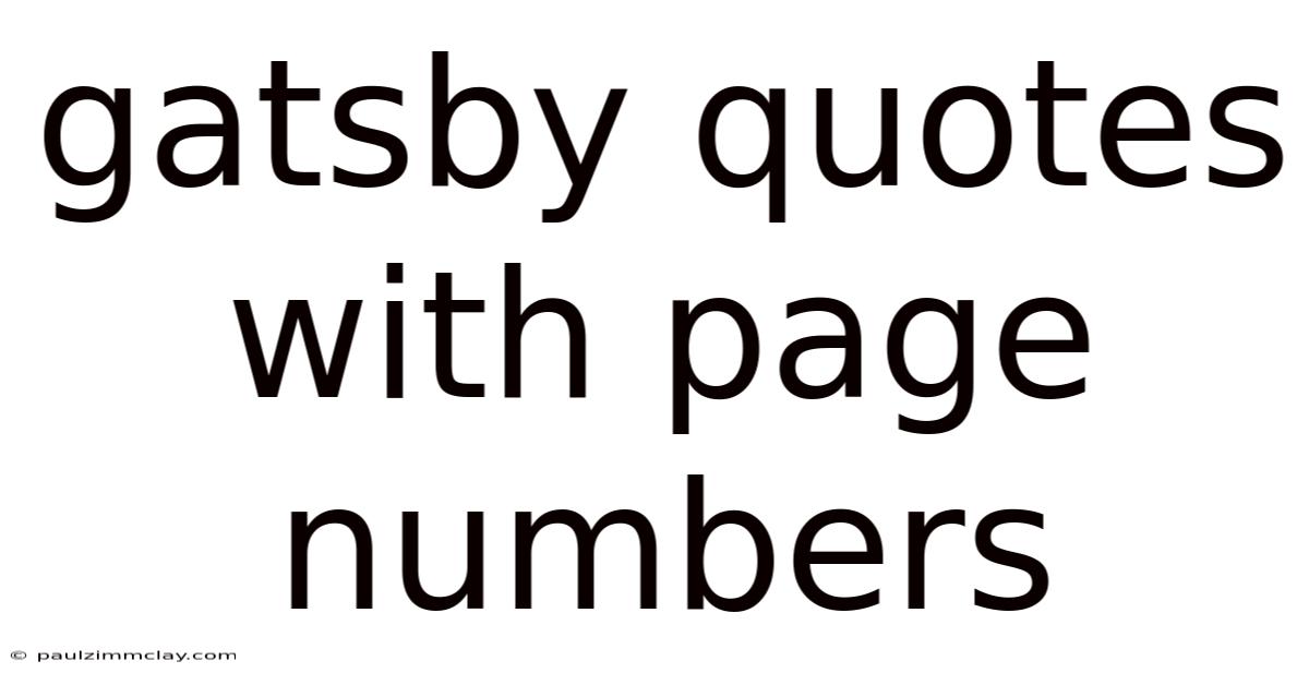 Gatsby Quotes With Page Numbers