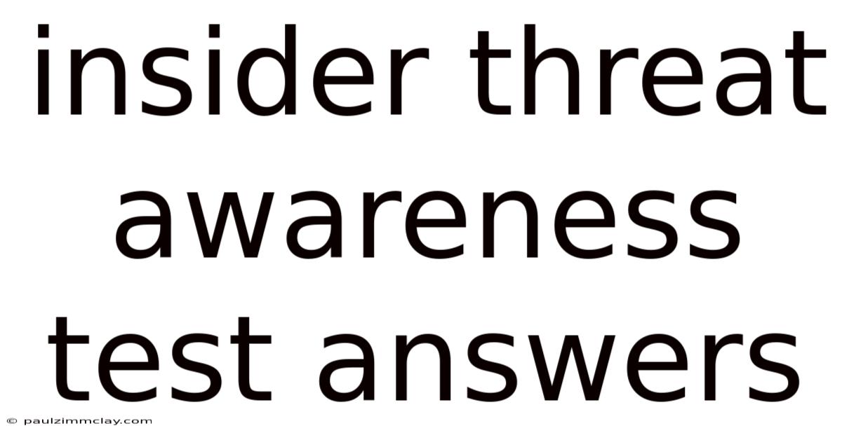 Insider Threat Awareness Test Answers