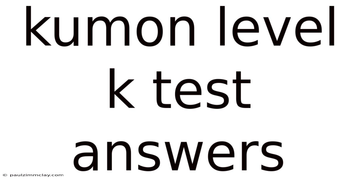Kumon Level K Test Answers