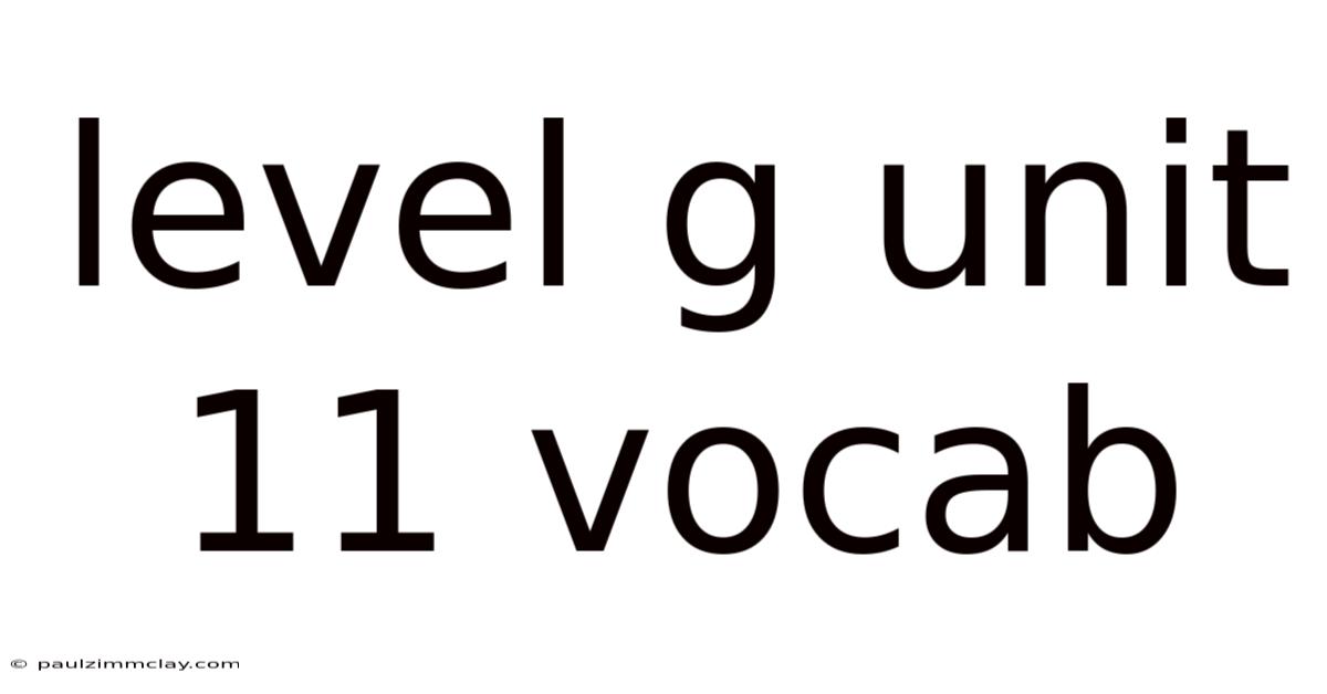 Level G Unit 11 Vocab