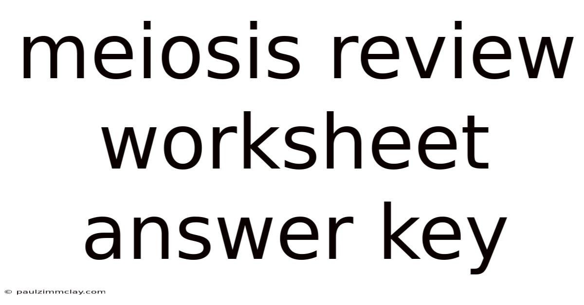 Meiosis Review Worksheet Answer Key