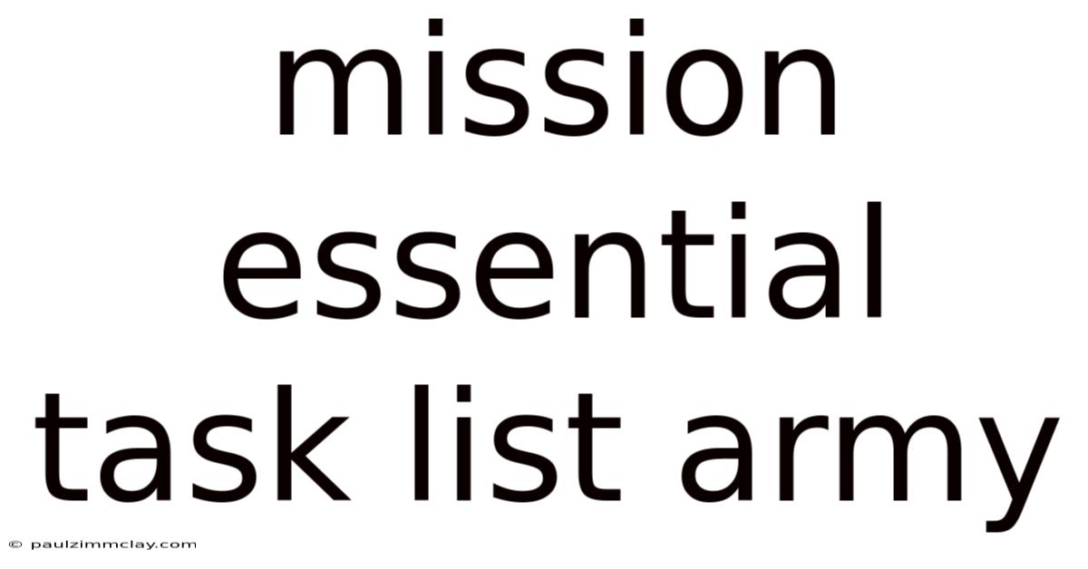Mission Essential Task List Army