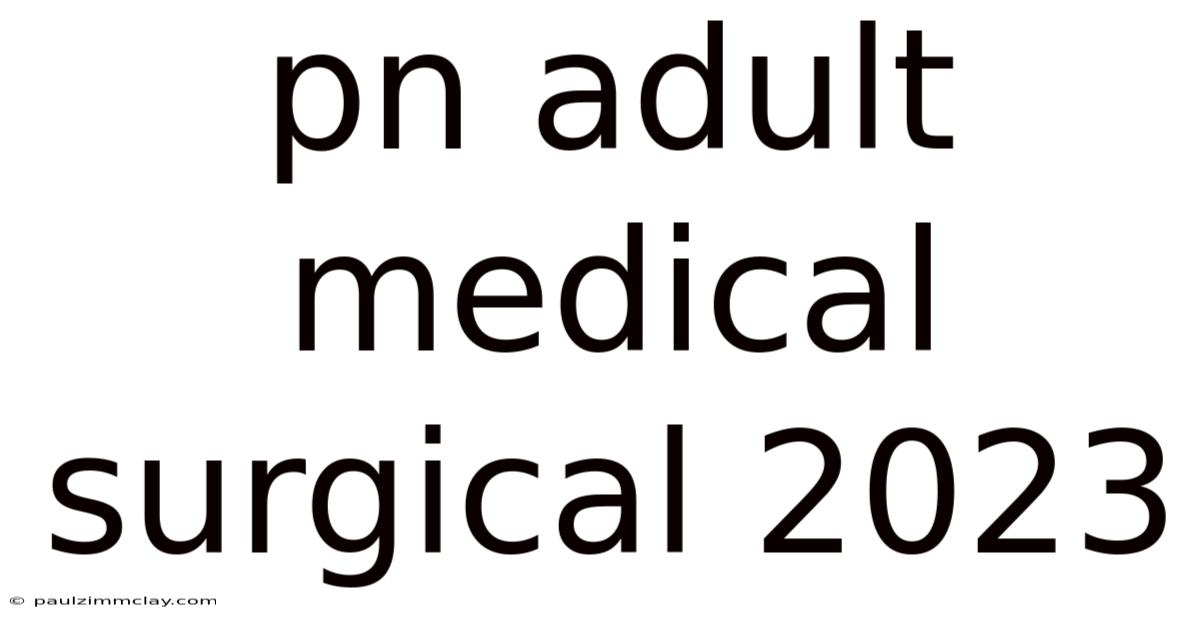 Pn Adult Medical Surgical 2023