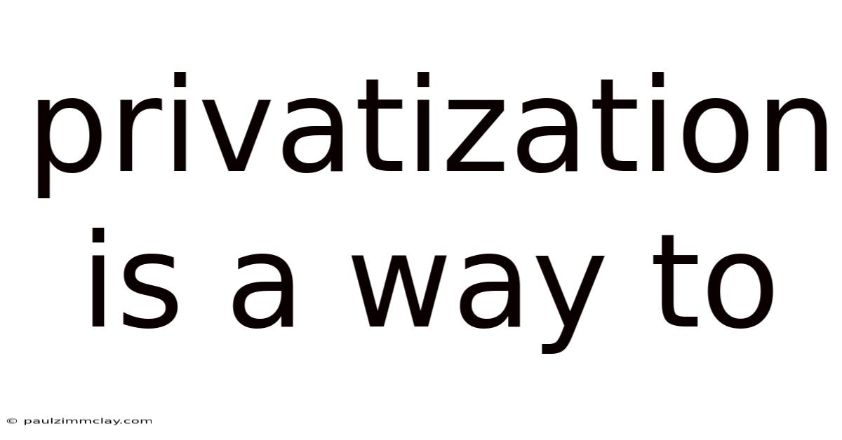 Privatization Is A Way To