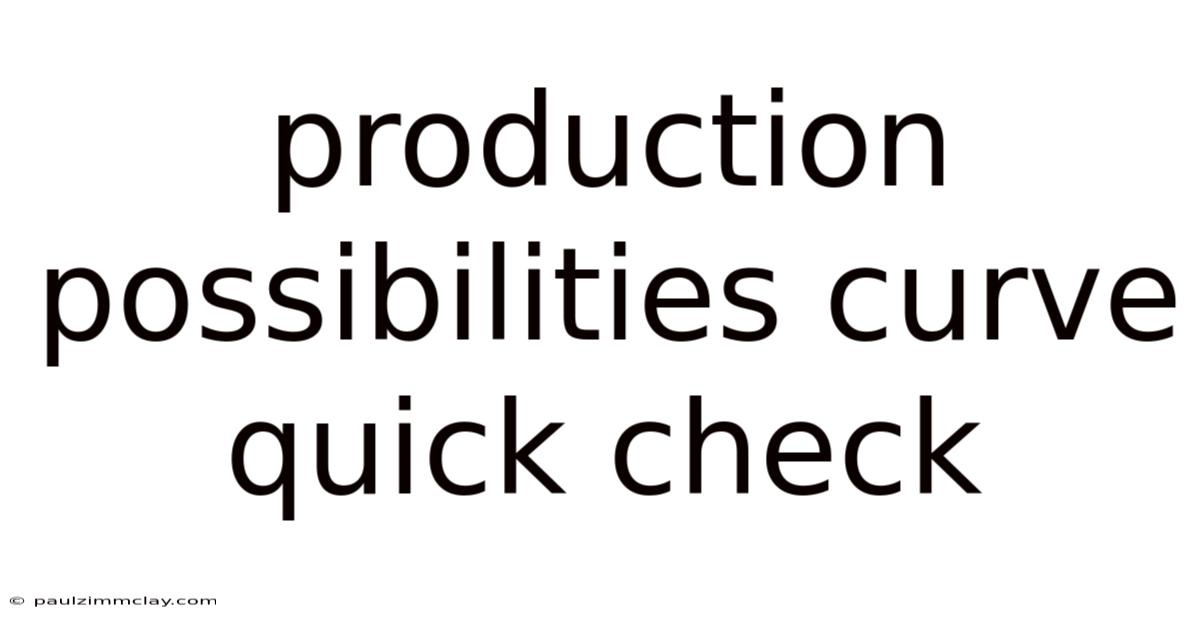 Production Possibilities Curve Quick Check