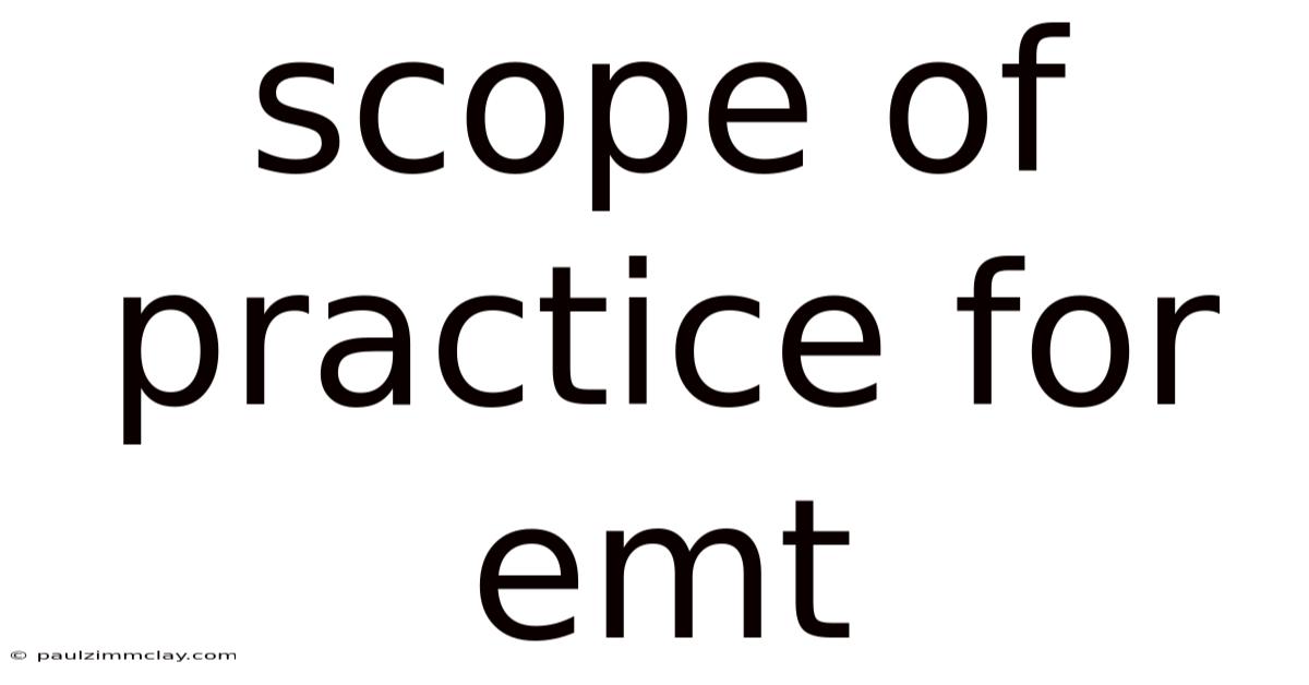 Scope Of Practice For Emt