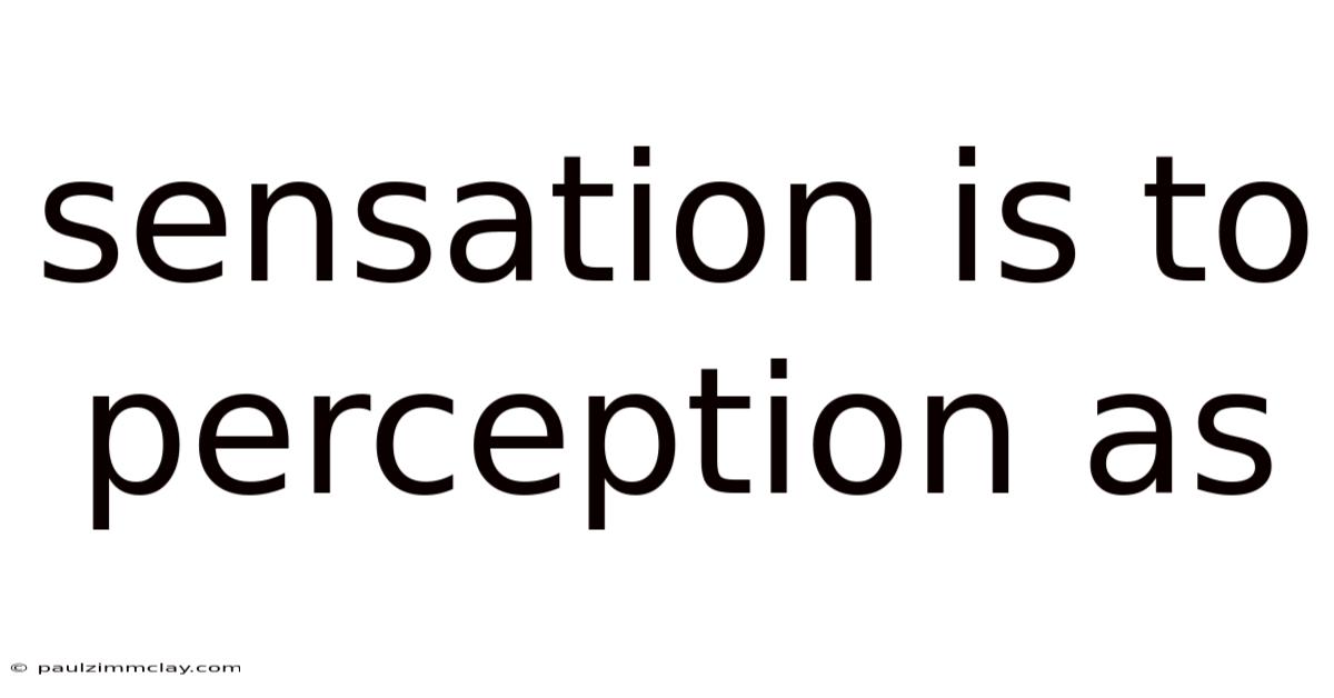 Sensation Is To Perception As