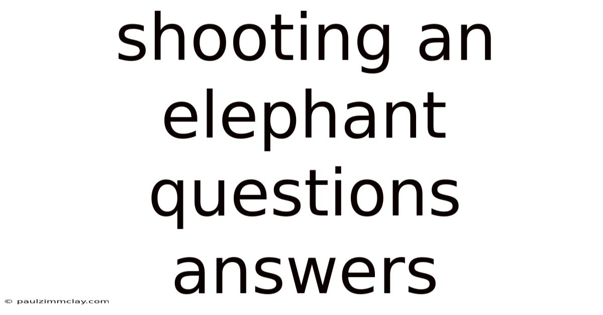 Shooting An Elephant Questions Answers