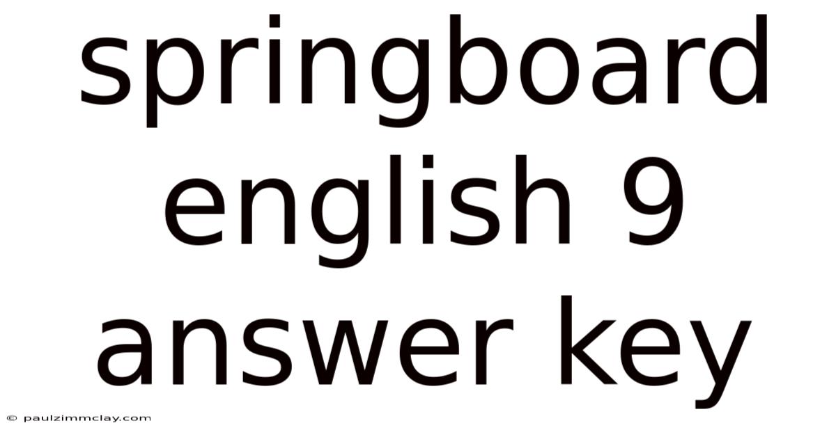 Springboard English 9 Answer Key