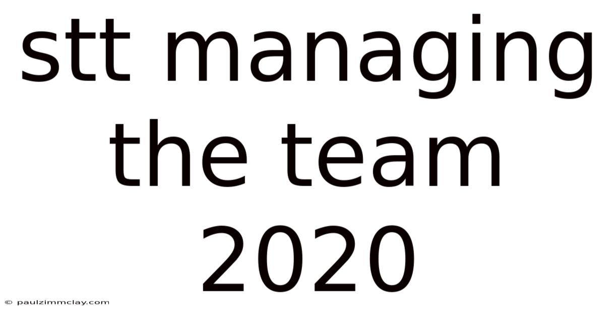 Stt Managing The Team 2020