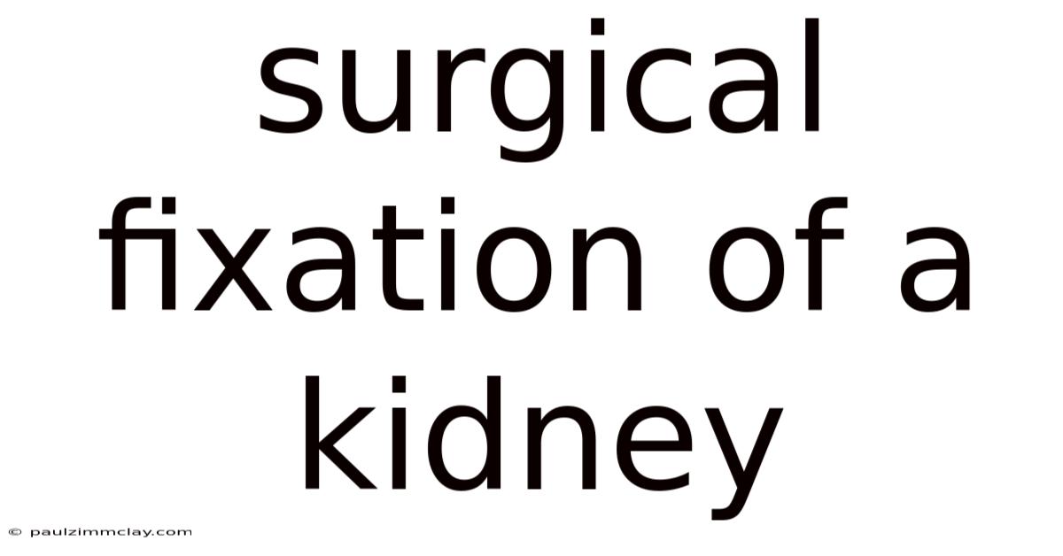 Surgical Fixation Of A Kidney