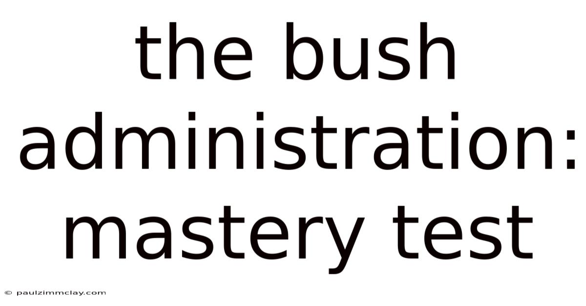 The Bush Administration: Mastery Test