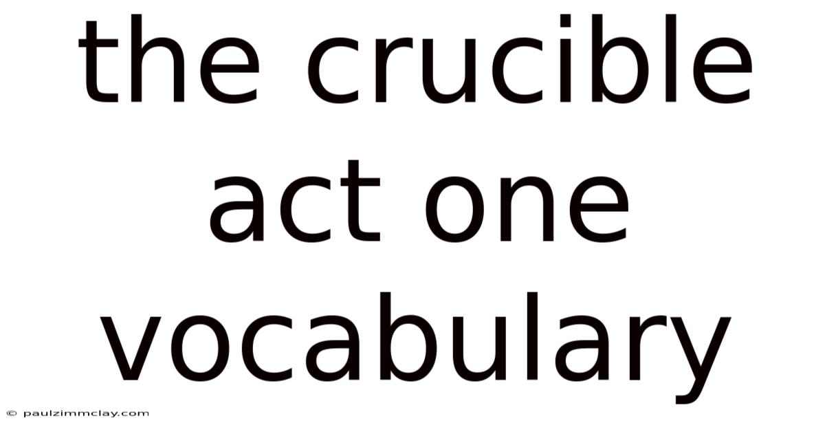 The Crucible Act One Vocabulary