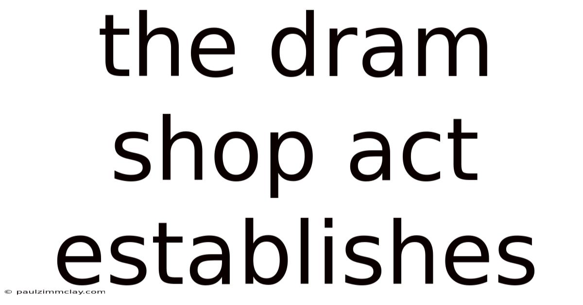 The Dram Shop Act Establishes
