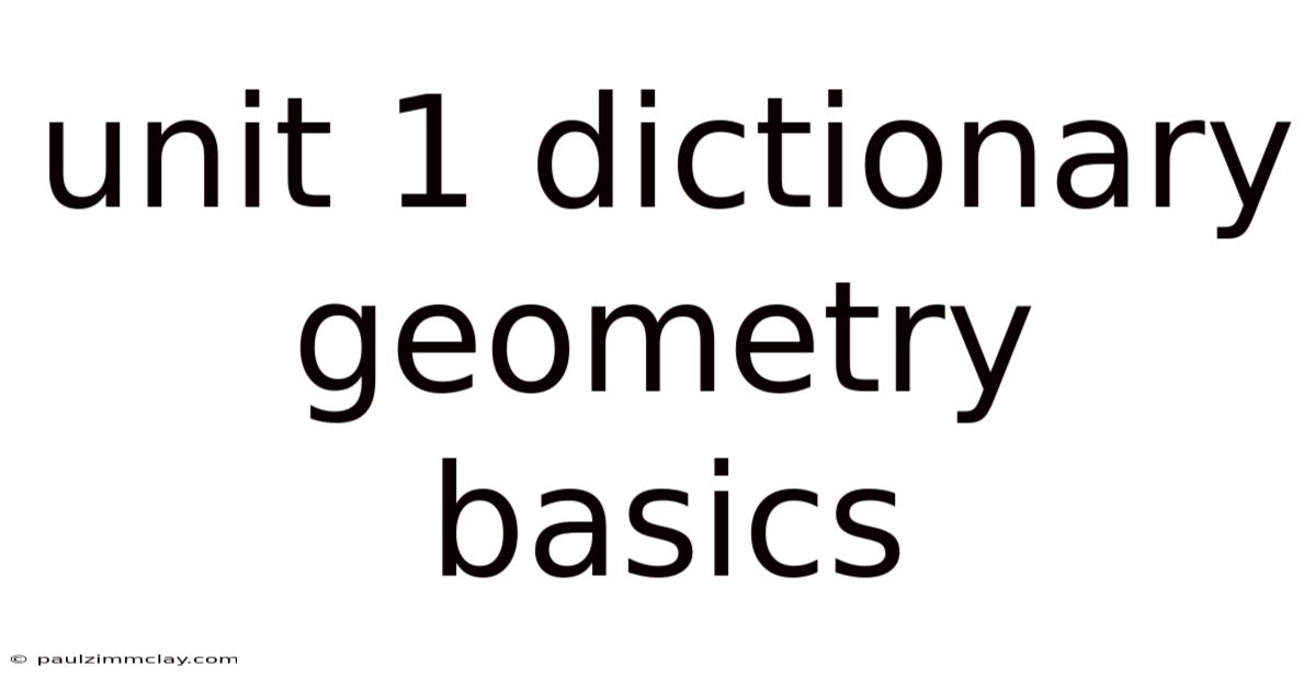 Unit 1 Dictionary Geometry Basics