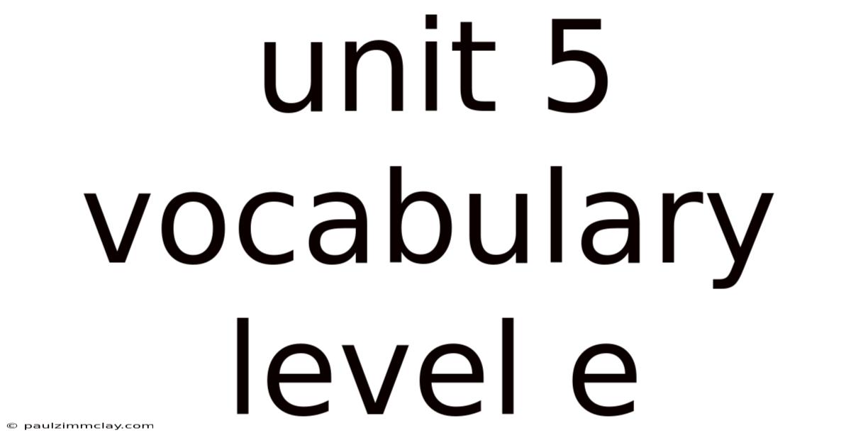 Unit 5 Vocabulary Level E