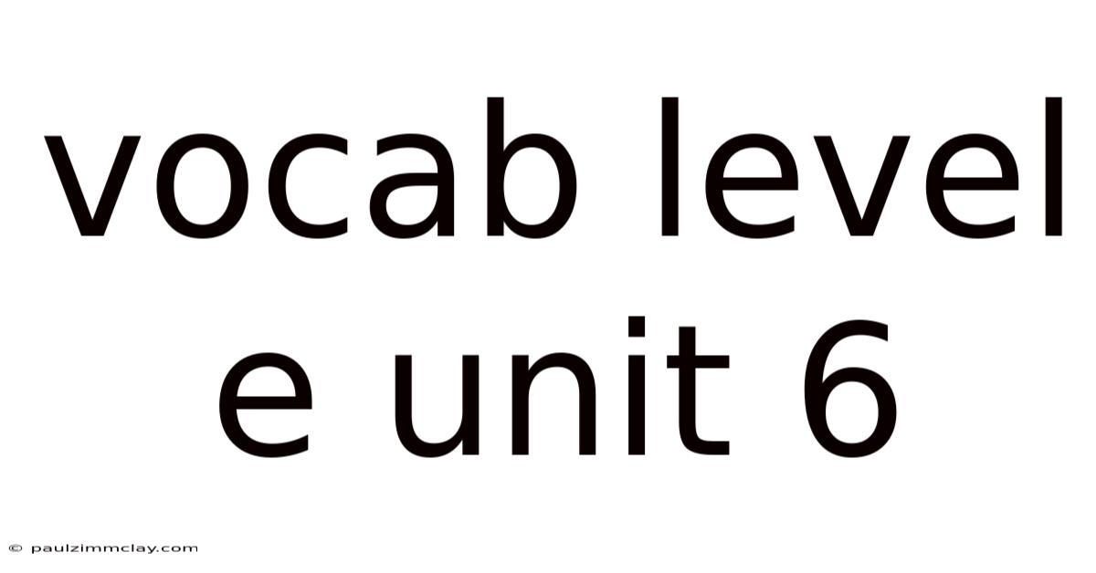Vocab Level E Unit 6