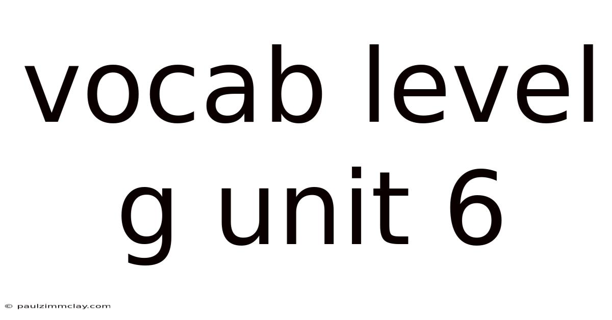 Vocab Level G Unit 6
