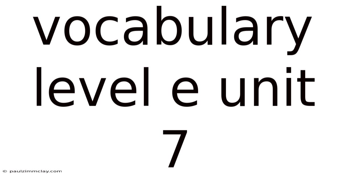 Vocabulary Level E Unit 7