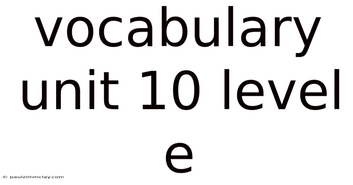 Vocabulary Unit 10 Level E