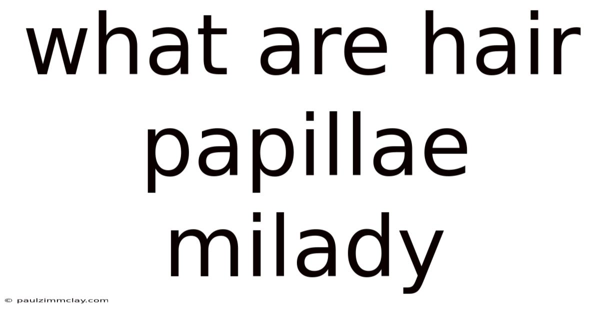 What Are Hair Papillae Milady