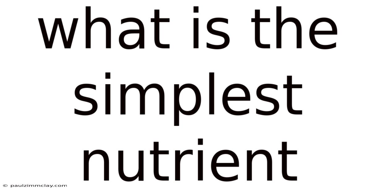 What Is The Simplest Nutrient