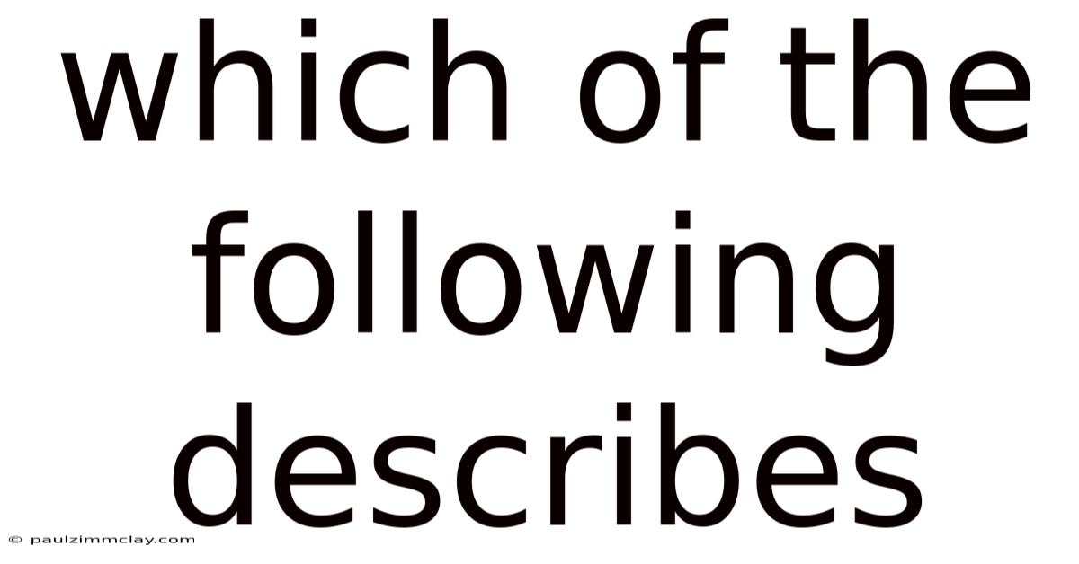 Which Of The Following Describes
