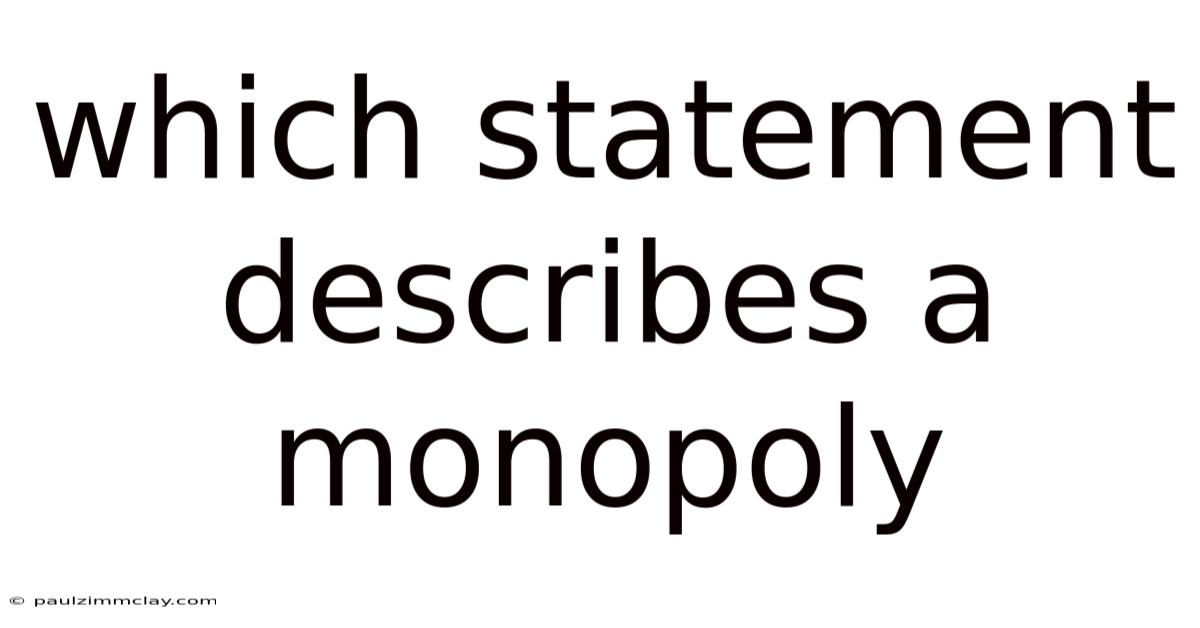 Which Statement Describes A Monopoly