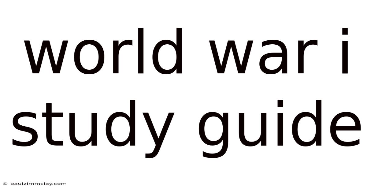 World War I Study Guide